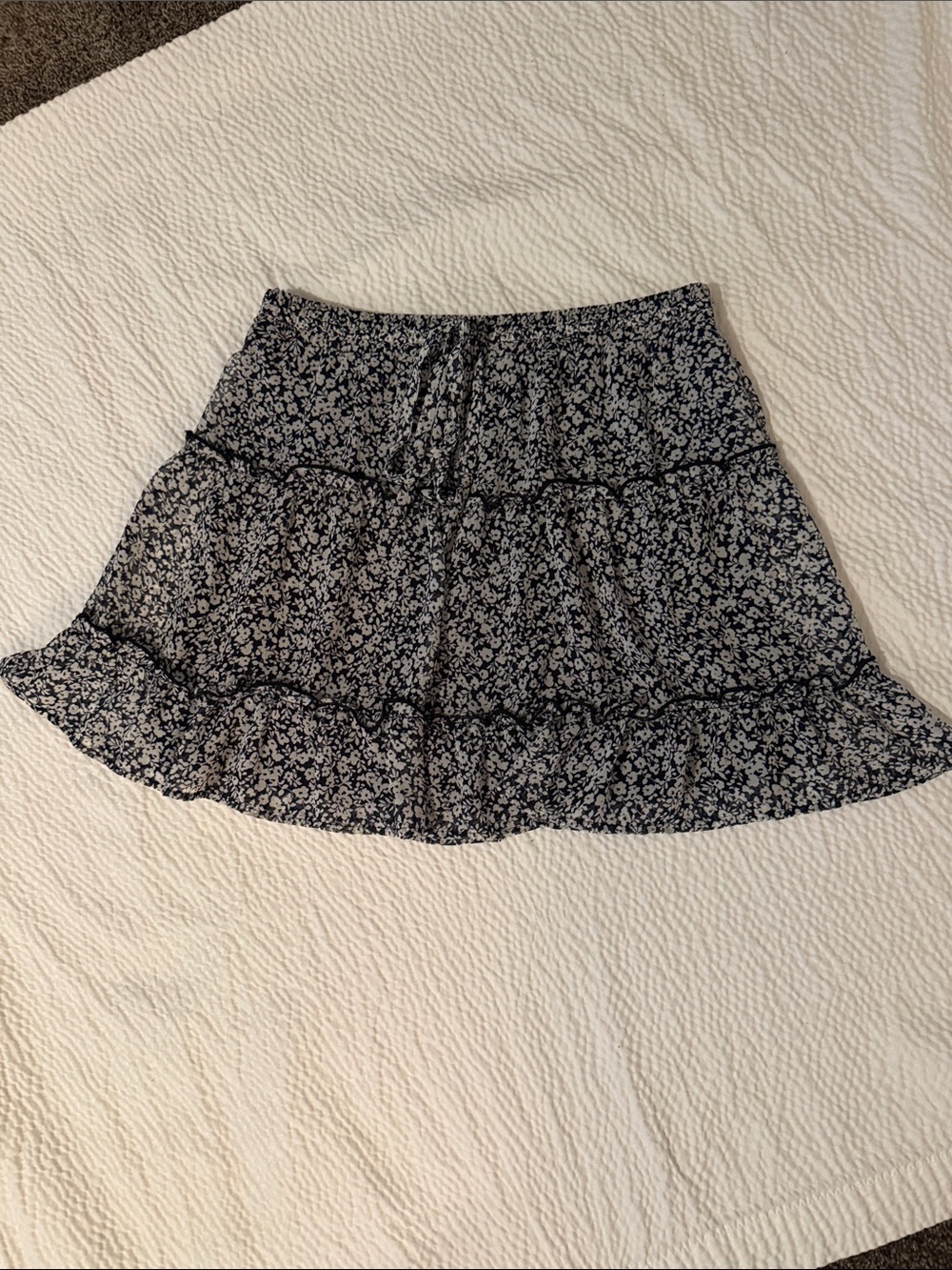 Sienna Sky Black and White Floral Tiered Skater Skirt